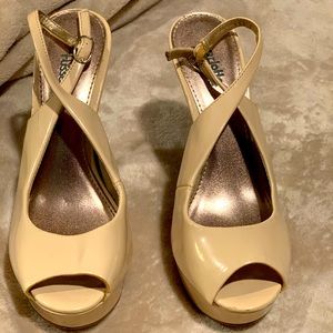 Nude Open Toe Platform Heel